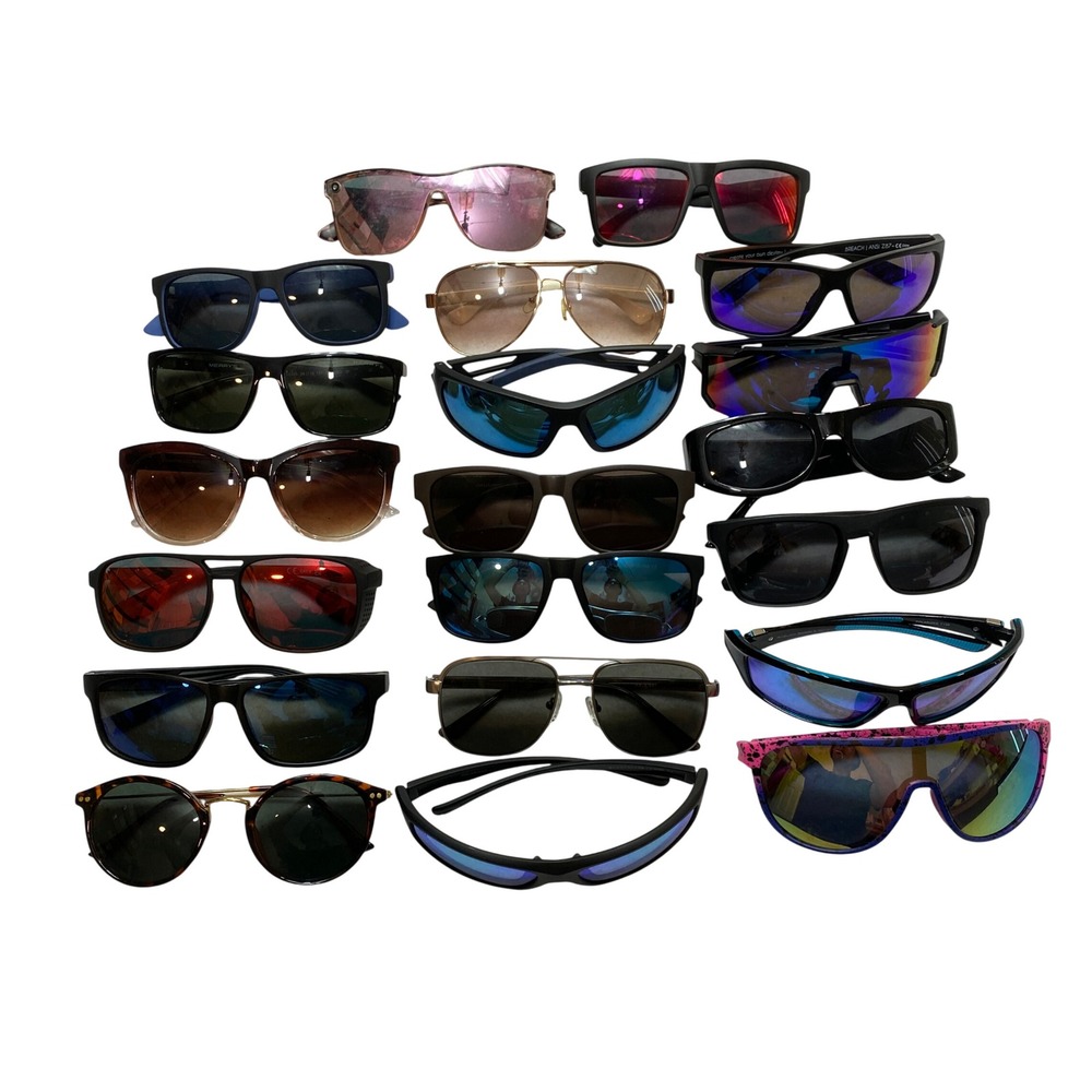 Lot Of 20 Unbranded Sunglasses Mixed Brands OS Multicolor Sport Retro Bundle